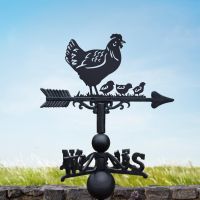 Hen & three chicks weathervane on a sunny day
