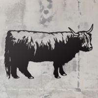 Highland Cow Wall Art on a Rustic Grey Wall