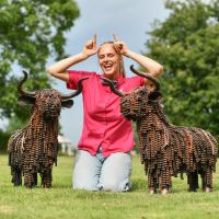 Scale image of scrap metal garden sculpture