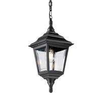 "Hill-Top" Single Bulb Traditional Hanging Chain Lantern in Midnight Black