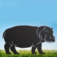 Black Standing Hippo Silhouette