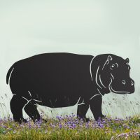 Black Standing Hippo Silhouette in Situ