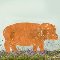 Rustic Standing Hippo Silhouette in Situ