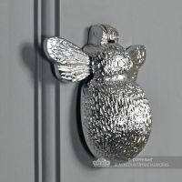 Side View of the Bright Chrome Bee Door Knocker