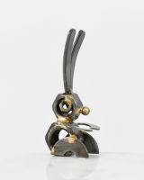 Side view of recycled metal art sculpture
