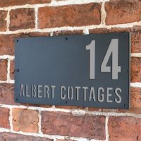Light Grey "Albert" House Sign in Situ on the Wall