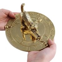 polished brass cat sundial