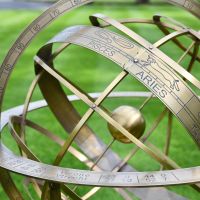 Close up of Armillary Sundial with Zodiac signs 