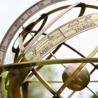 Close up of Zodiac detailing on sphere 
