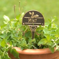 Solid Brass herb Label in garden