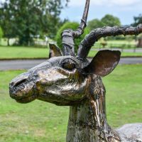 Close-up of the Face of the Impala Recycled Metal Sculpture
