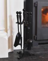 In situ photo of black fireside companion set