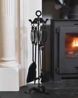 In situ photo of black fireside companion set