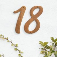 Rustic Individual House Numbers - Hestina Font on white wall