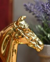 Close-Up of Polished Brass Horse Head Bookend