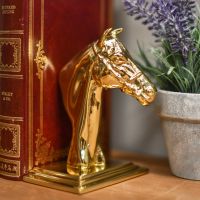 Individual Polished Brass Horse Head Bookend