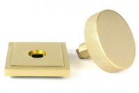 Close-Up of Individual Satin Brass "Temple" Square Centre Door Knob - 90mm
