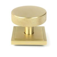 Individual Satin Brass "Temple" Square Centre Door Knob - 90mm