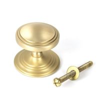 Close-Up of Individual Satin Brass "Gloria" Art Deco Door Knob - 90mm