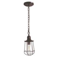 Industrial Caged Hanging Light Finished in an Antique Bronze Finish 