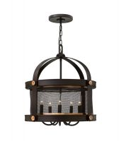 "Stourford Abbey" Industrial Cage Hanging Light With Mesh Surround