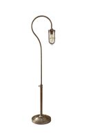 Industrial Caged Floor Lamp Finished in a Antique Brass