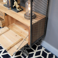View of the Cupboard Open on the Industrial Cart Cabinet Drawers