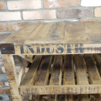 Vintage Text on the Industrial Crate Wine Trolley