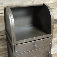 Close-up of the Top of the Industrial Metal Bedside Cabinet