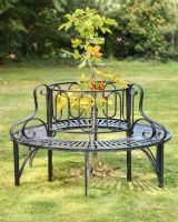 Intricate Black Tree Bench