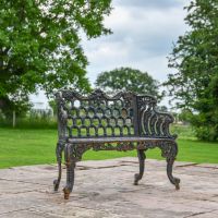 Ornate Cast Iron Aged Black Garden Bench 