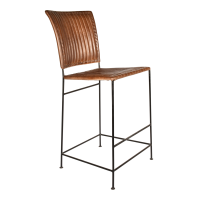 Iron & Brown Buffalo Leather Bar Chair