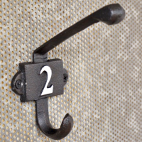Cast Iron Coat Hook with the Number 2