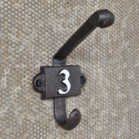 Cast Iron Coat Hook with the Number 3