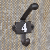 Cast Iron Coat Hook with the Number 4