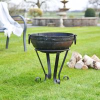 40cm Iron Kadai Fire Bowl in Situ in the garden