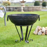 Iron Kadai Fire Bowl in Situ in the Garden
