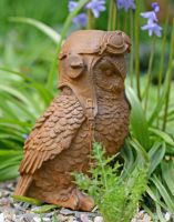 Cast Iron Pilot Owl Garden Sculpture