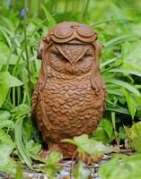 Cast Iron Pilot Owl Sculpture in Situ
