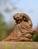 Cast Iron Resting Woman Goddess Sculpture
