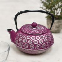 Japanese Inspired "Boysenberry" Purple & Silver Cast Iron Teapot