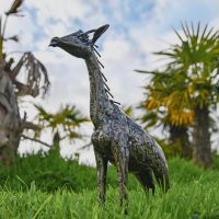 1ft Recycled Metal Standing Giraffe Sculpture