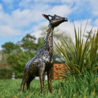 1ft Recycled Metal Standing Giraffe Sculpture