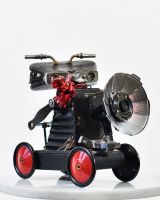 Go Karting Robot Recycled Material Sculpture back