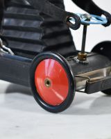 Close up of Go Karting Robot Recycled Material Sculpture Wheel