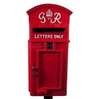 Curved Top GR Post Box & Stand - Red