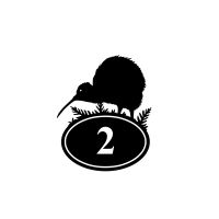 Kiwi Bird Iron House Number Sign on white background 