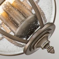 "Ruskin" Traditional Orb Three Bulb Hanging Chain Lantern Finial Detail