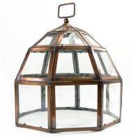 Wide Octagonal Copper and Glass Opening Door Cloche