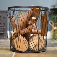 Large Art Deco Wire Log Basket in Situ 